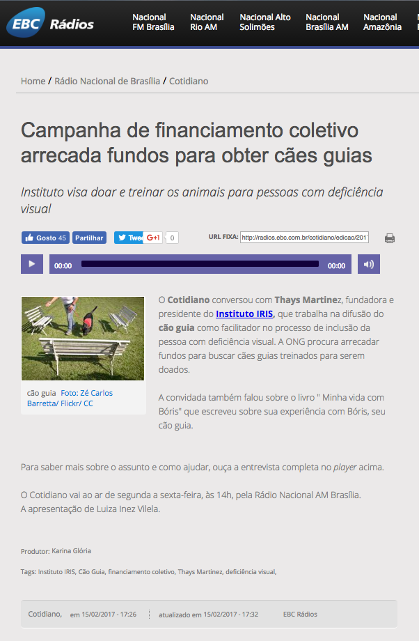 Imagem 2017 - Campanha de financiamento coletivo arrecada fundos para cães-guia